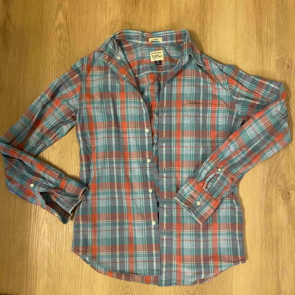 Mens XS J Crew Button Up Plaid